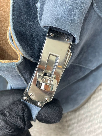 Hermes Kelly Blue Low Heel Boots