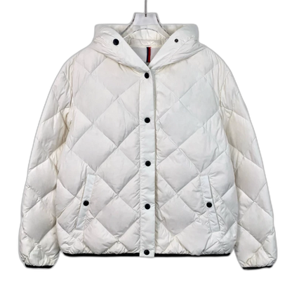 White Diamond Quilted Hooded Jacket