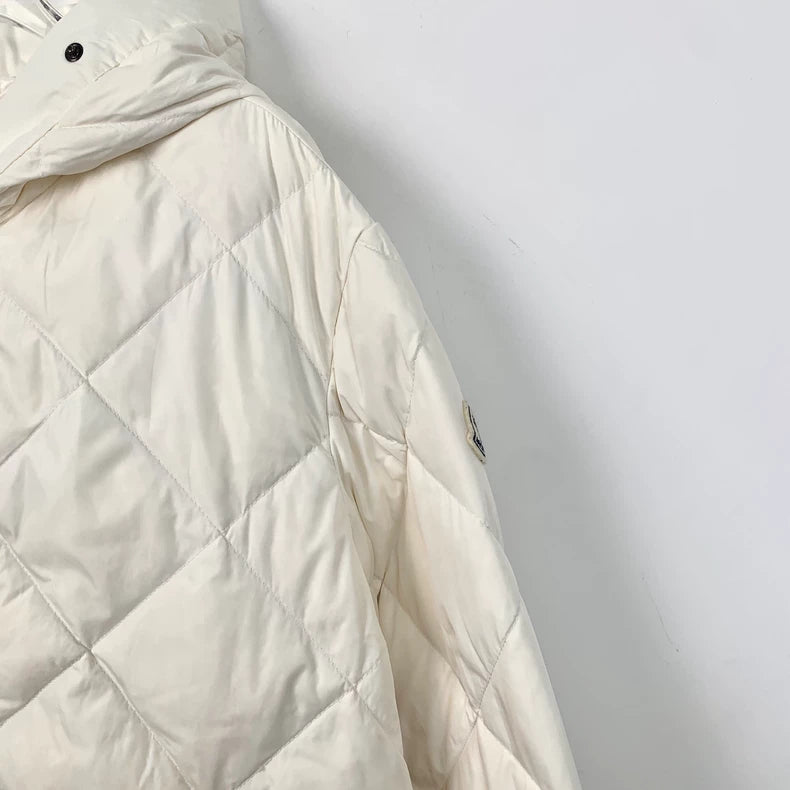 White Diamond Quilted Hooded Jacket