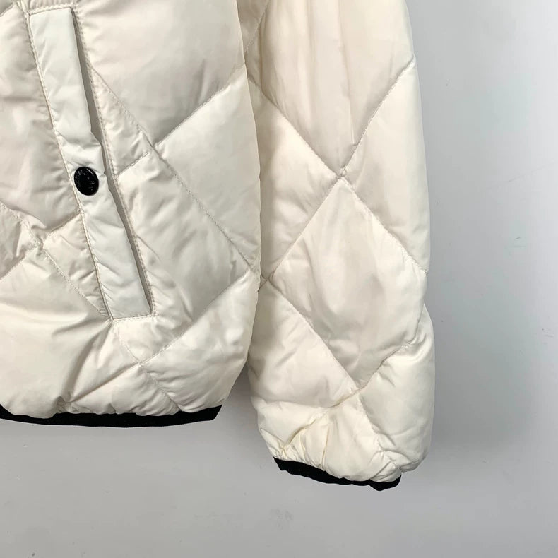 White Diamond Quilted Hooded Jacket