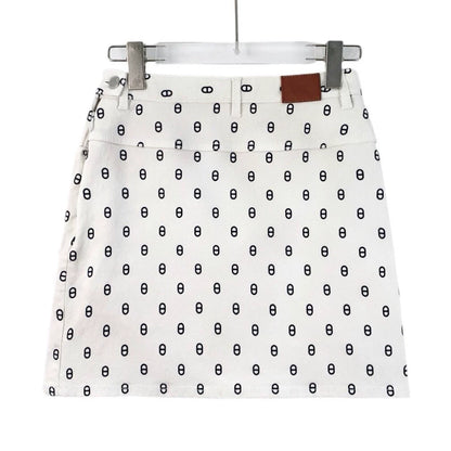 Hermes White Cotton Denim Skirt-yf