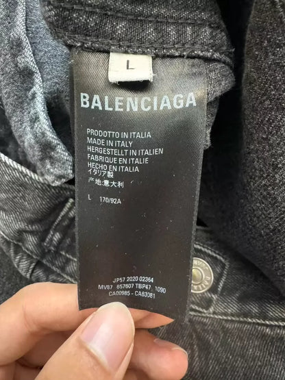 Balenciaga Black Denim Jacket with Smile Design