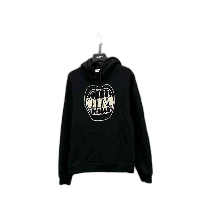 Celine Logo Print Hoodie in Black