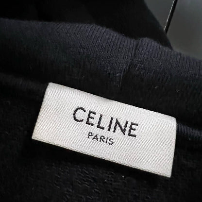 Celine Logo Print Hoodie in Black