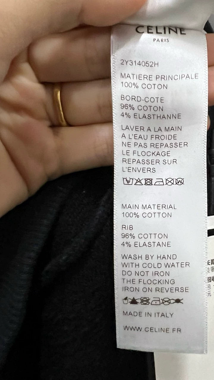 Celine Logo Print Hoodie in Black