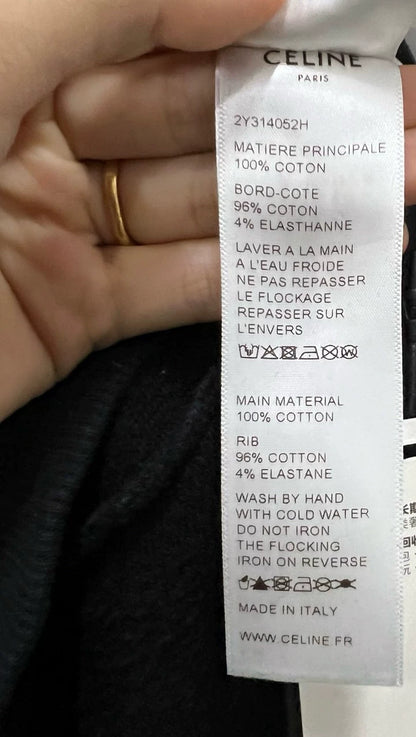 Celine Logo Print Hoodie in Black