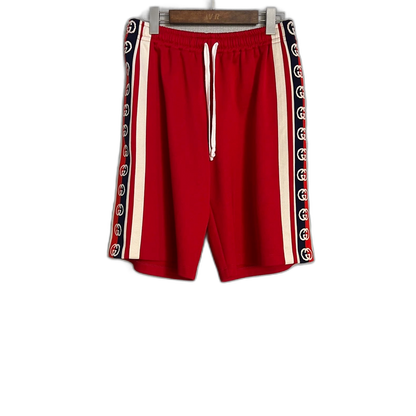 Red Gucci Logo Drawstring Shorts