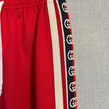 Red Gucci Logo Drawstring Shorts