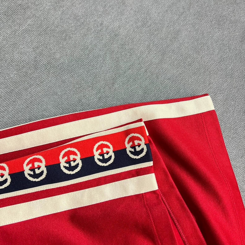 Red Gucci Logo Drawstring Shorts