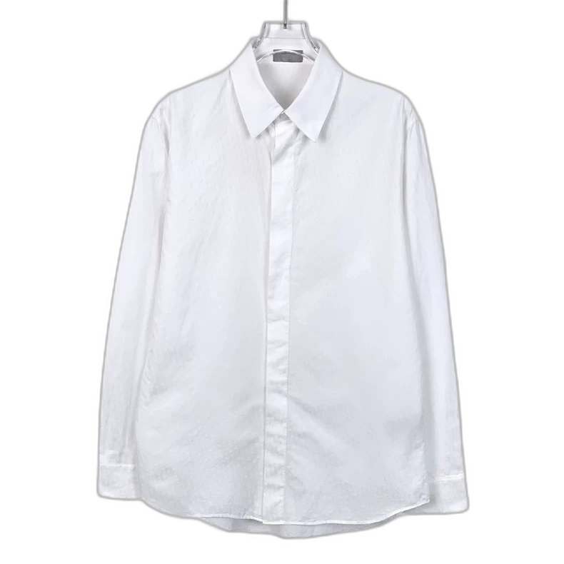 White Logo Print Long Sleeve Shirt