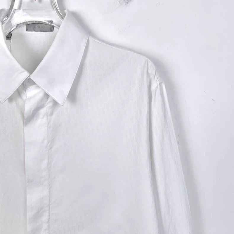 White Logo Print Long Sleeve Shirt