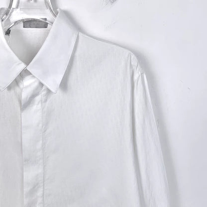 White Logo Print Long Sleeve Shirt