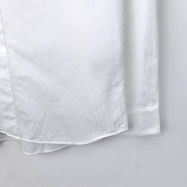 White Logo Print Long Sleeve Shirt