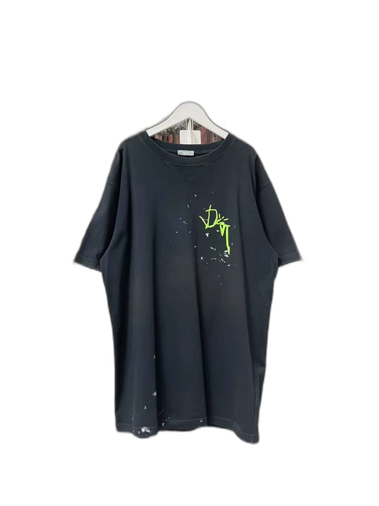 Dior Black Green Embroidered Splash T-Shirt