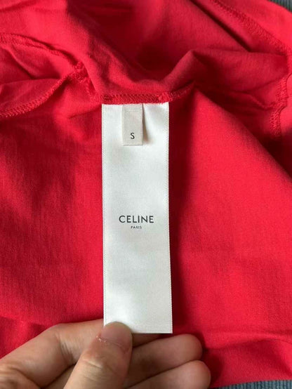Celine Red Cropped Short Sleeve Shirt
