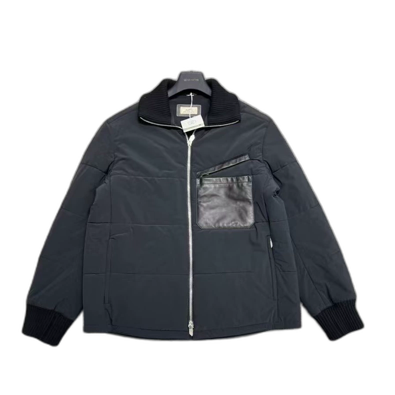 Hermes Padded Zipper Jacket in Solid Color-zp