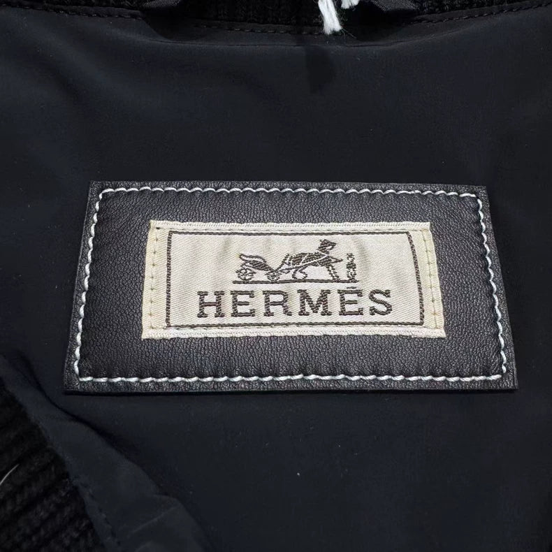 Hermes Padded Zipper Jacket in Solid Color-zp
