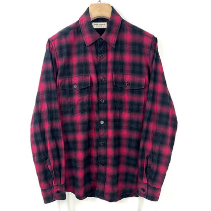 Saint Laurent Red Black Plaid Shirt