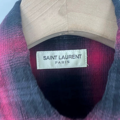 Saint Laurent Red Black Plaid Shirt