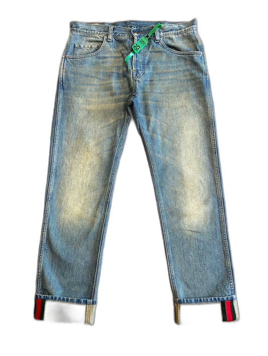 Gucci Striped Denim Tapered Pants-zp