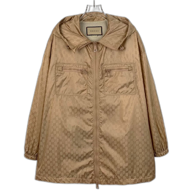 Gucci Brown Logo Print Hooded Jacket