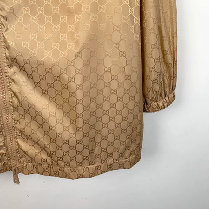 Gucci Brown Logo Print Hooded Jacket