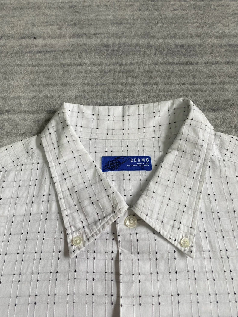 Vintage Beams Embroidered Check Long Sleeve Shirt-zp