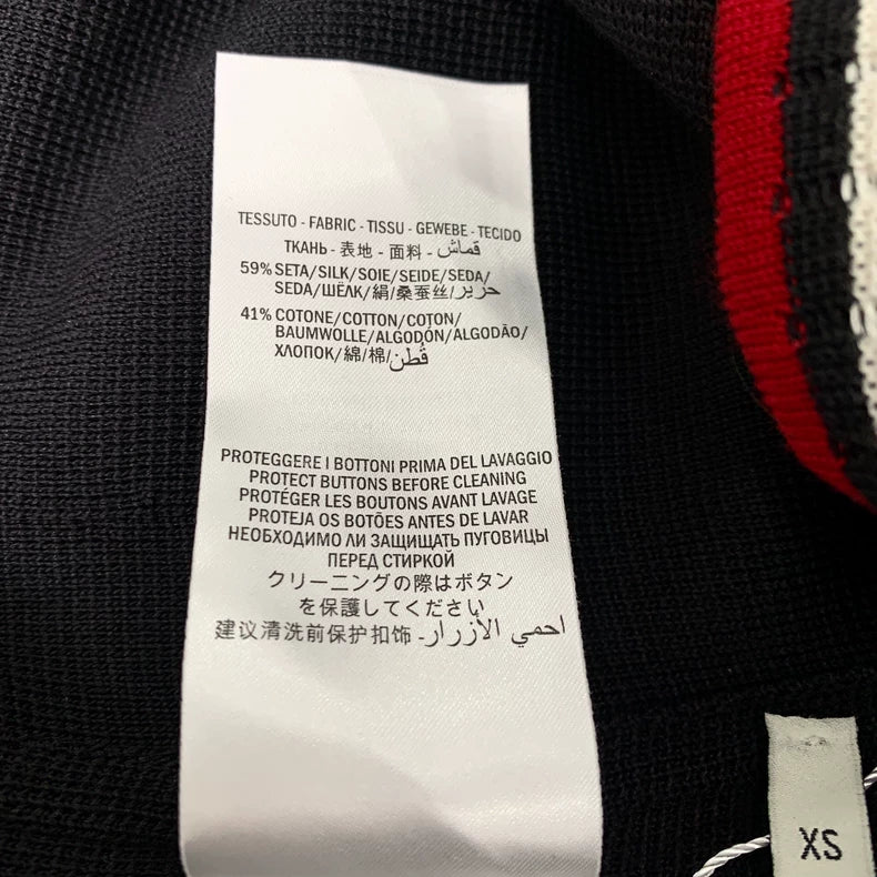 Black Striped Silk Knit Cardigan