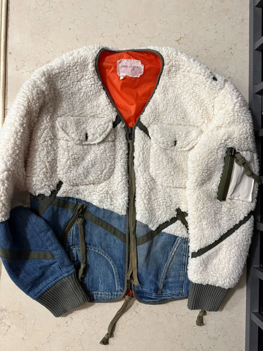 Greg Lauren Denim Shearling Jacket