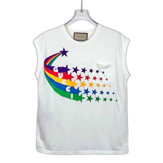 Gucci White Star Logo Cotton Tank Top