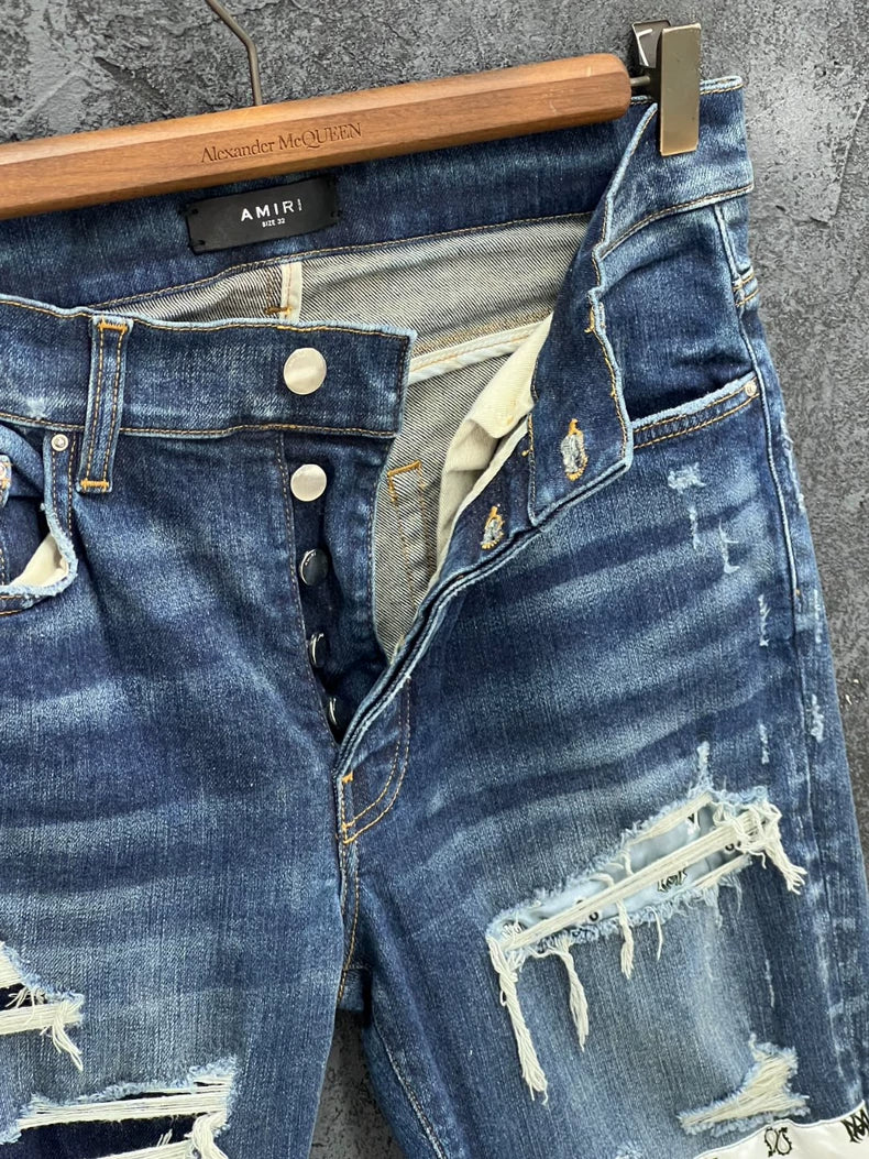 Distressed Design Denim Pants for Men