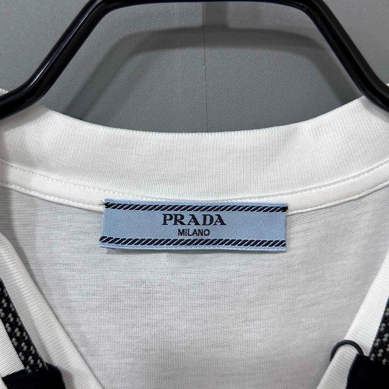 PRADA White Cotton Round Neck Short Sleeve