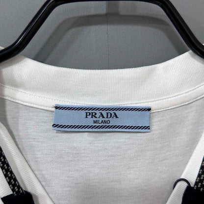 PRADA White Cotton Round Neck Short Sleeve