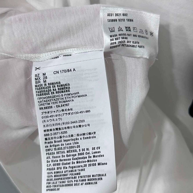 PRADA White Cotton Round Neck Short Sleeve