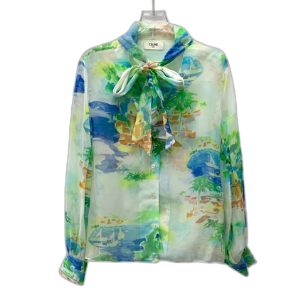 Celine Colorful Silk Long Sleeve Shirt