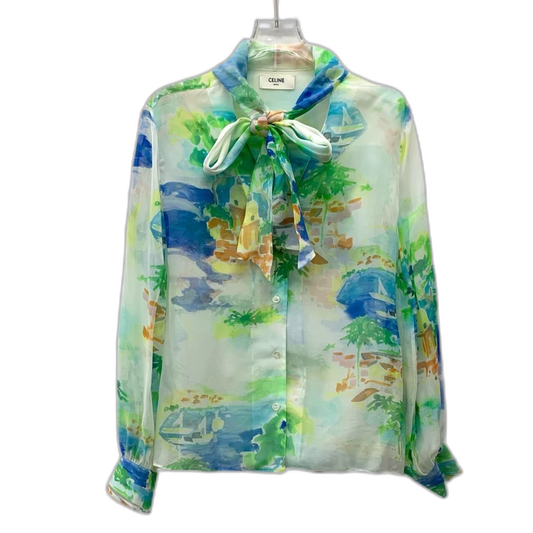 Celine Colorful Silk Long Sleeve Shirt
