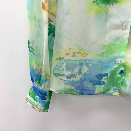 Celine Colorful Silk Long Sleeve Shirt