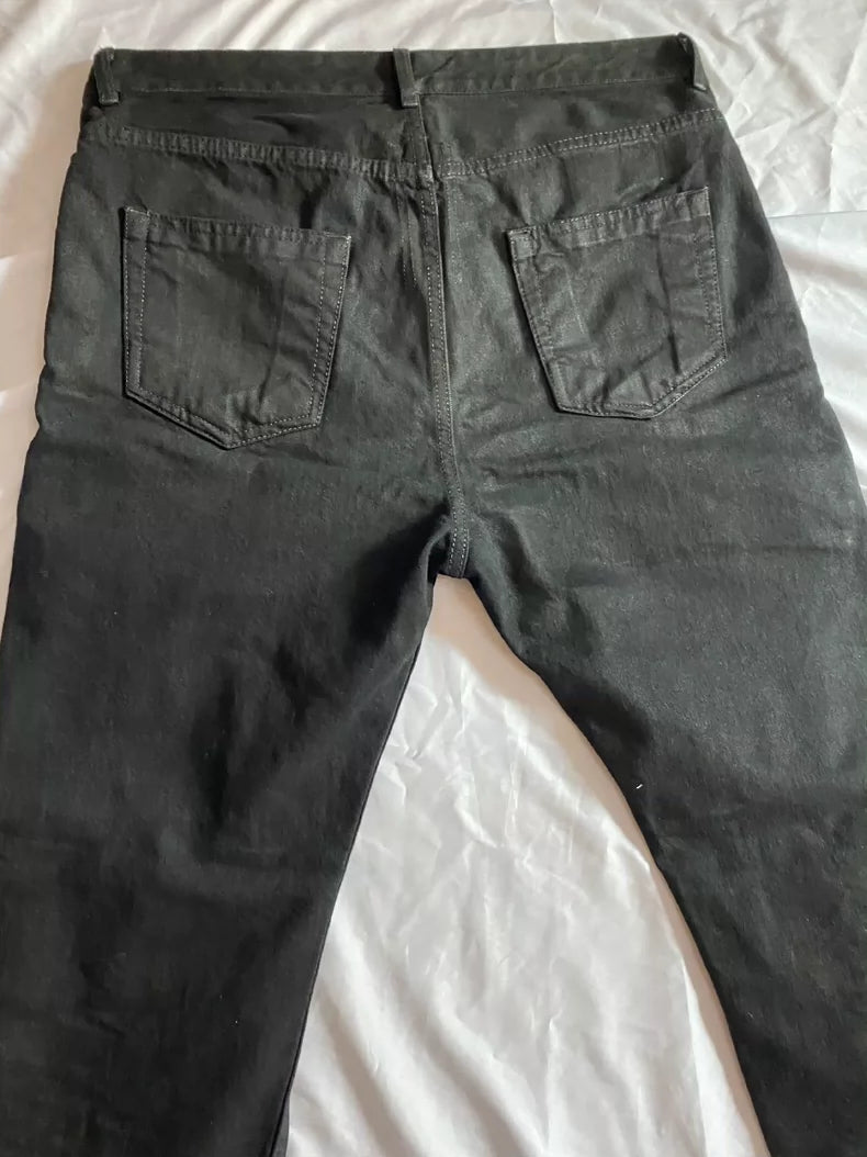 Rick Owens Black Waxed Casual Pants-yf