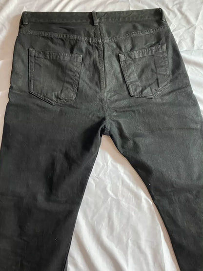 Rick Owens Black Waxed Casual Pants-yf