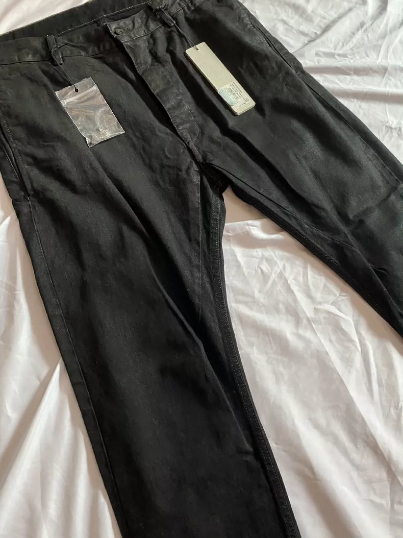 Rick Owens Black Waxed Casual Pants-yf