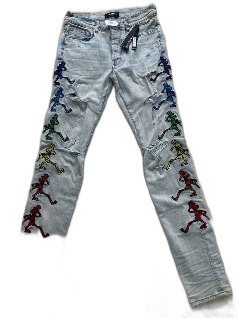 Amiri Grateful Dead Rainbow Skeleton Jeans