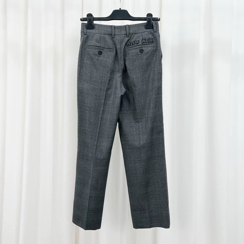 Miu Miu Embroidered Letter Casual Trousers-yf