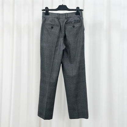 Miu Miu Embroidered Letter Casual Trousers-yf