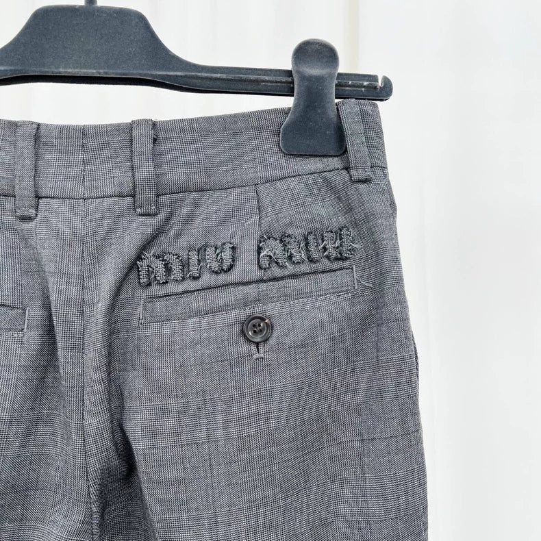 Miu Miu Embroidered Letter Casual Trousers-yf