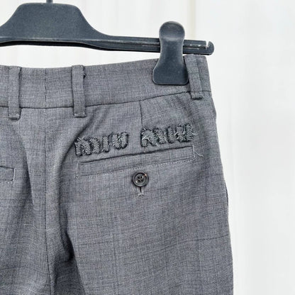 Miu Miu Embroidered Letter Casual Trousers-yf