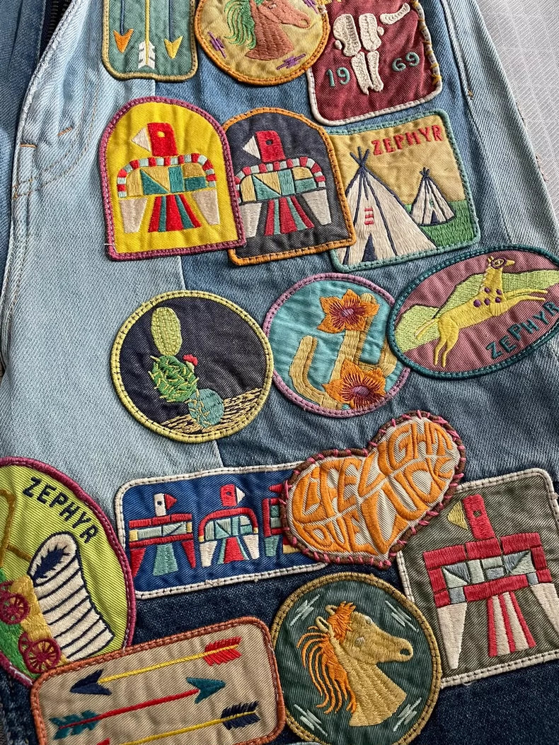 KAPITAL Embroidered Denim Shorts