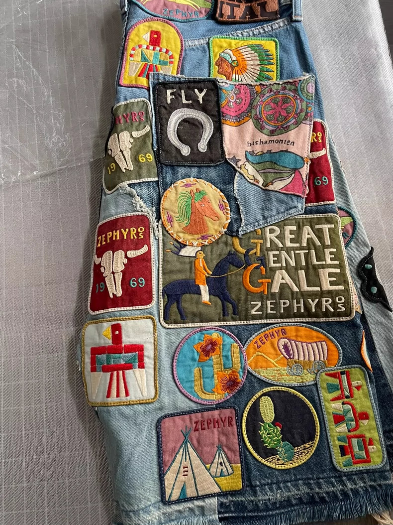 KAPITAL Embroidered Denim Shorts