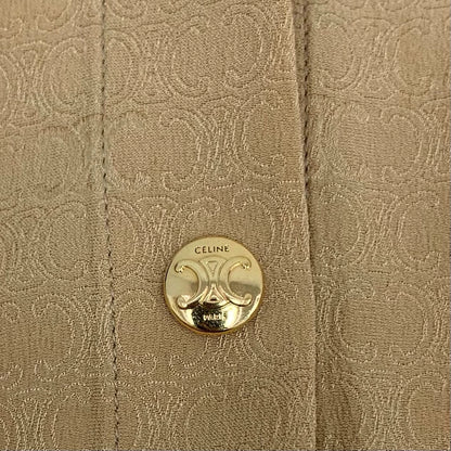 Celine Brown Logo Print Long Sleeve Shirt