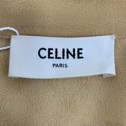 Celine Brown Logo Print Long Sleeve Shirt