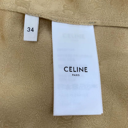 Celine Brown Logo Print Long Sleeve Shirt